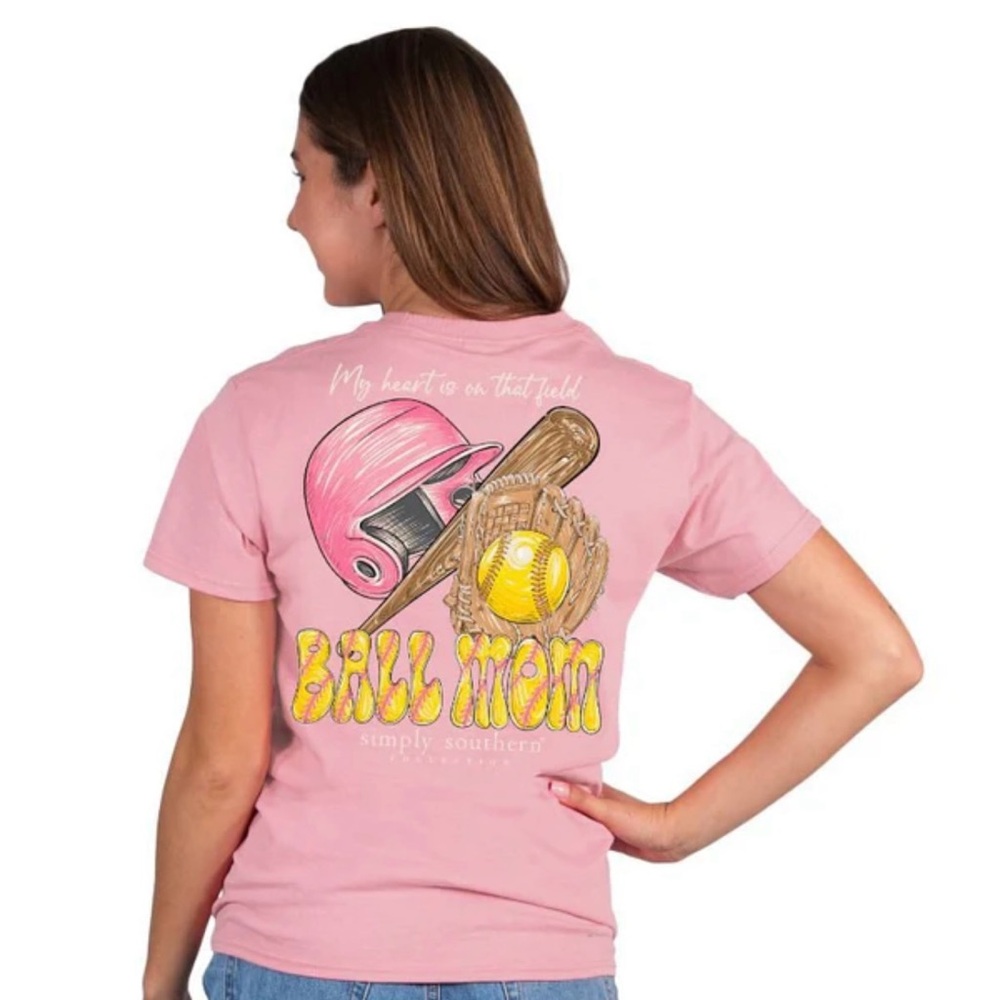 Simply Southern Pink Ball Mom Tee‎